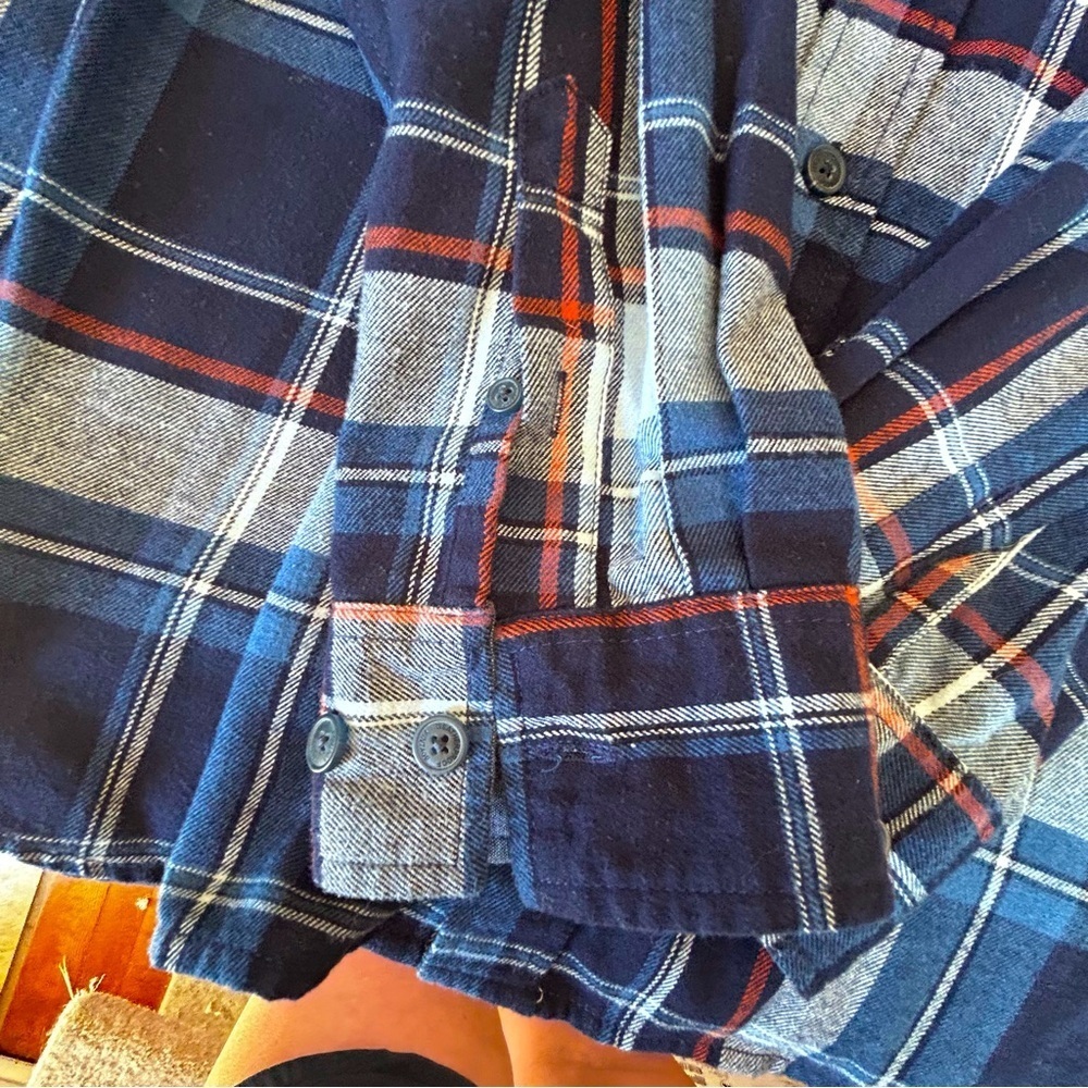 Weatherproof Navy and Gray and orange Plaid Men's Shirt - Picture 6 of 7